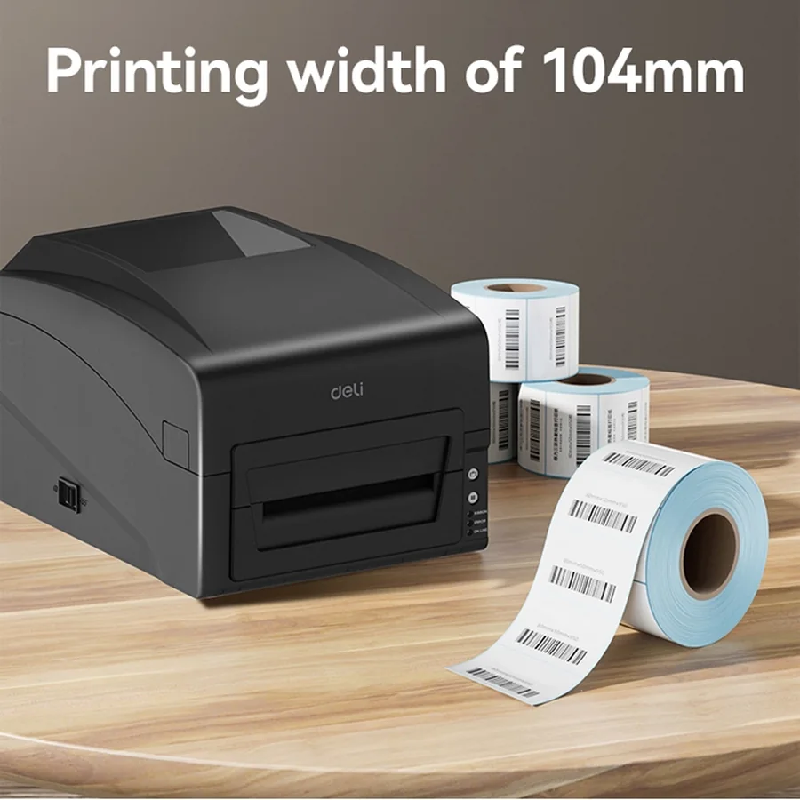 เครื่องพิมพ์สติกเกอร์ 4 นิ้ว แบบใช้ริบบอนได้ (Thermal Transfer · USB + Bluetooth) DELI S352 สีดำ ภาพที่ 2