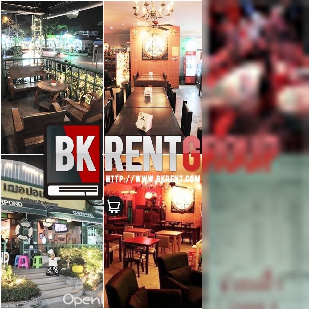 ภาพรวมร้านเฌอปอนด์ มีหน้าร้าน มุมนั่ง โต๊ะอาหาร เครื่องดื่ม และใบเสร็จของร้าน