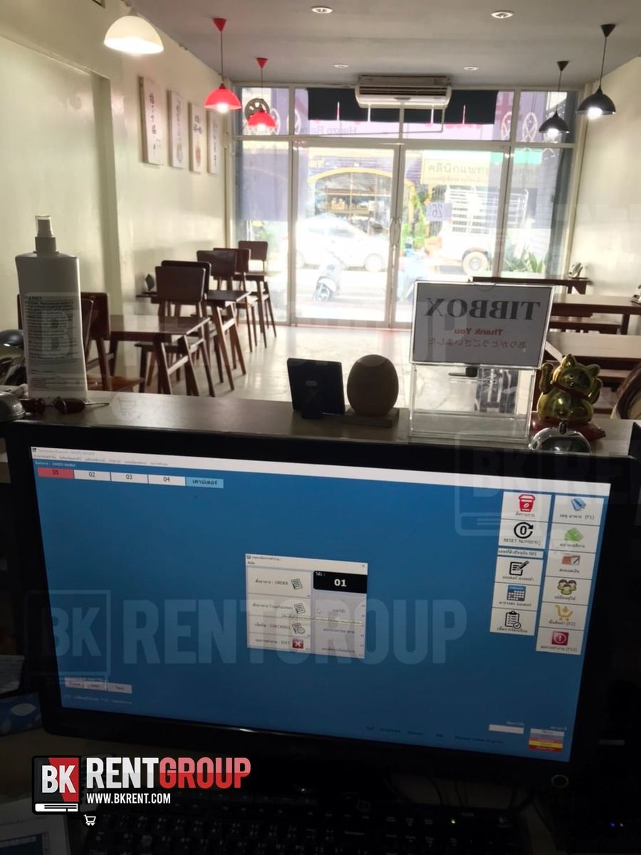 หน้าจอโปรแกรมร้านอาหารที่เคาน์เตอร์ของร้าน